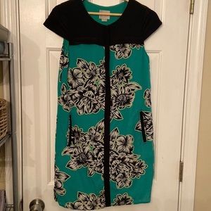 Maeve Anthropologie Silk Ayame Green Floral dress Size‎ 2
